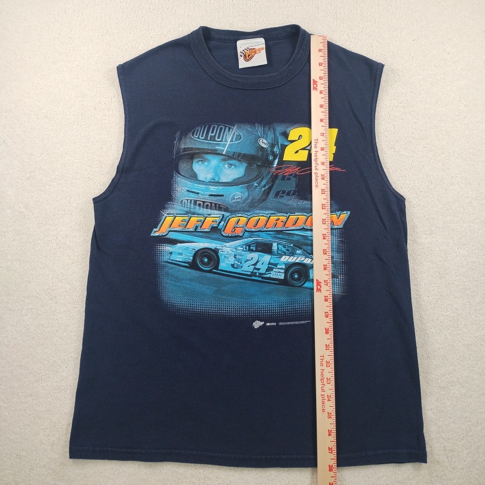 Vtg 90's Jeff Gordon NASCAR Sleeveless Shirt Men's L Blue Tank Top 2Sided Racing - Picture 8 of 9